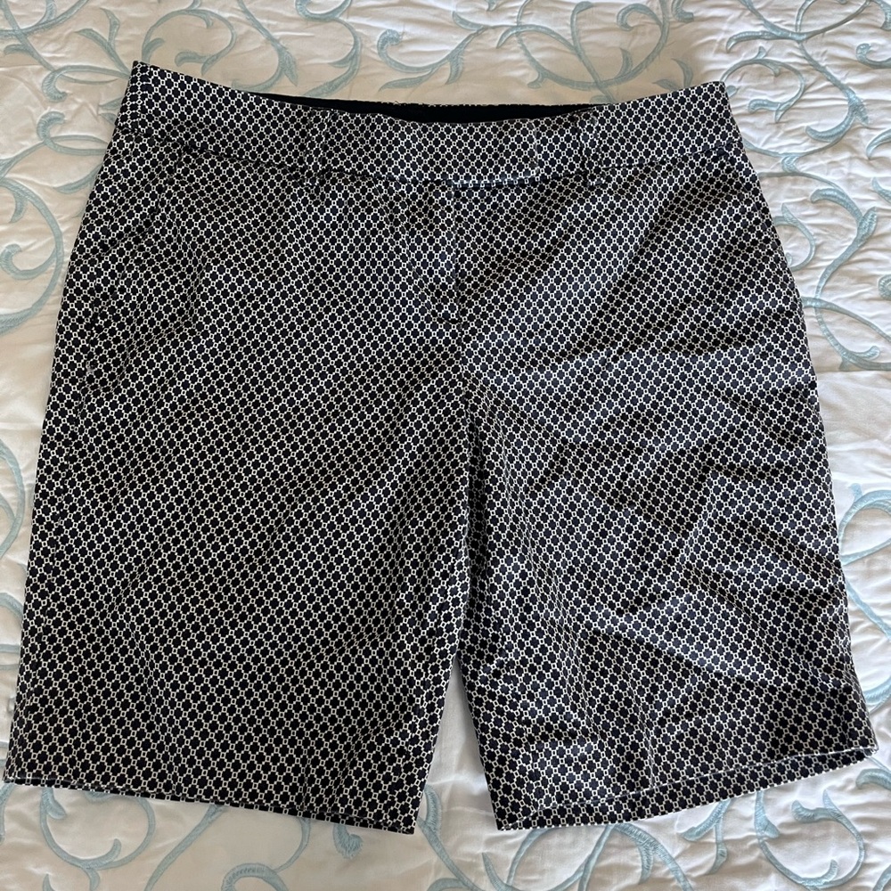 Navy and White Women's Shorts